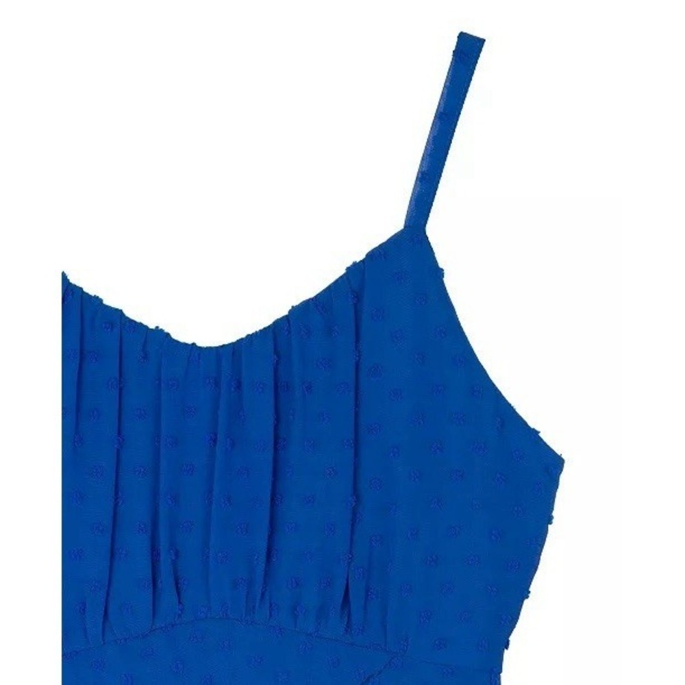 Rare Editions Girls Romper Size 7 NWT Royal Blue Swiss Dot Chiffon - Picture 4 of 8